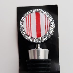 GLITTE CANDY CANE WINE STOPPER